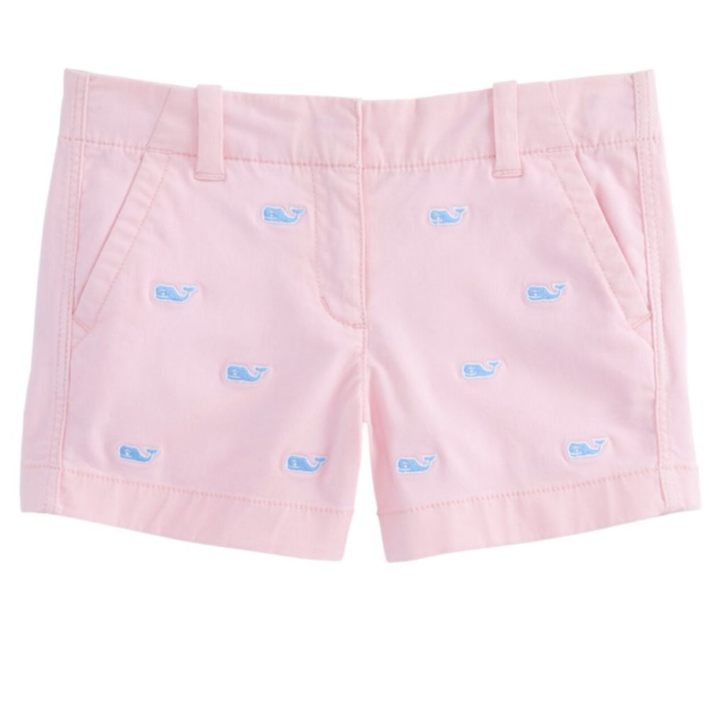 VINEYARD VINES Girls Whale Embroidered Shorts / Pink / Size 10 / MSRP $55